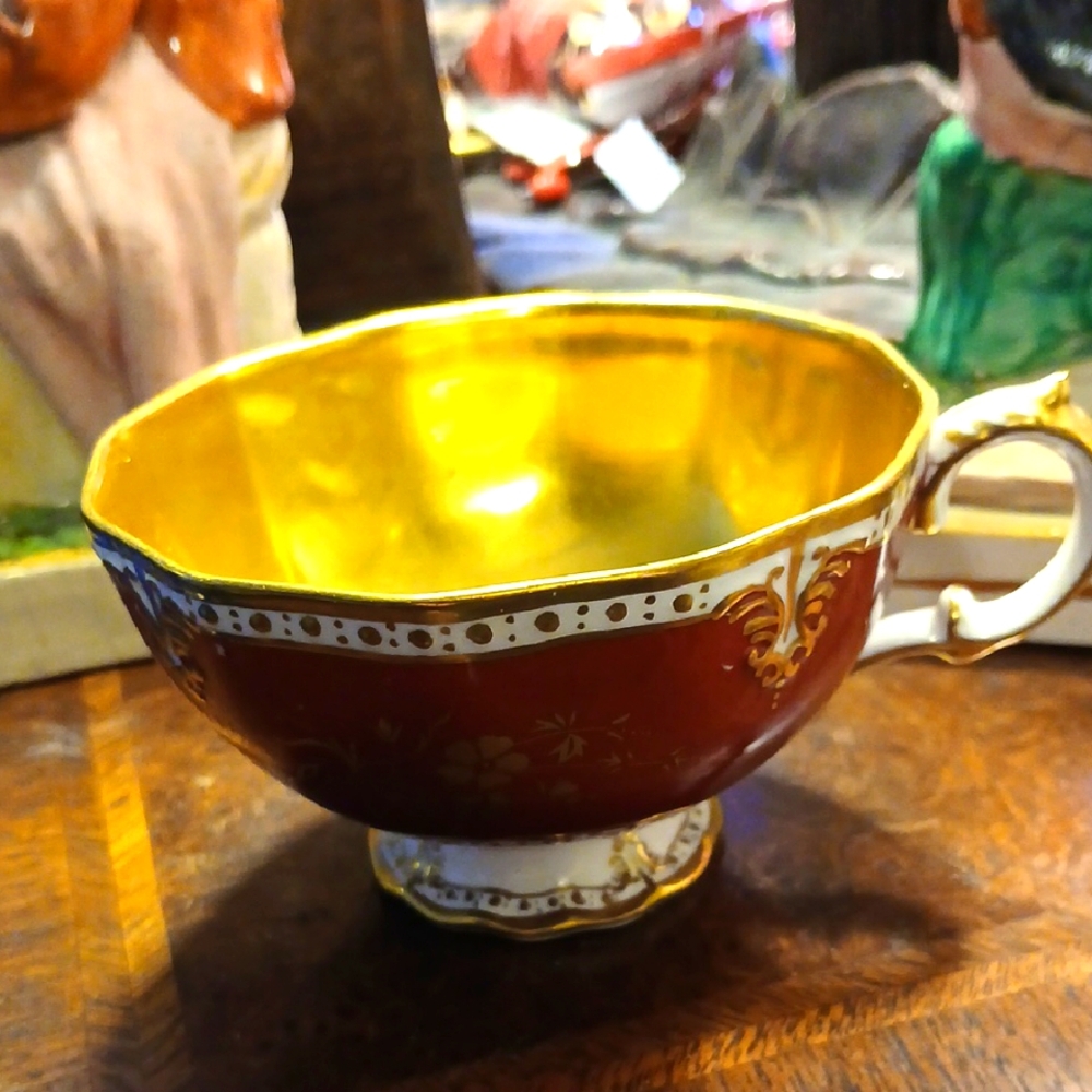 Vintage Royal Crown Derby Gold and Red Teacup